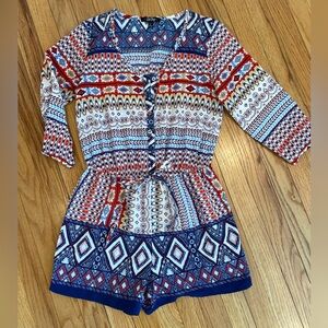 Colorful Geometric Print Romper